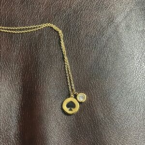 Kate Spade Spot the Spade black spade with CZ  Pendant Necklace with Charm. EUC